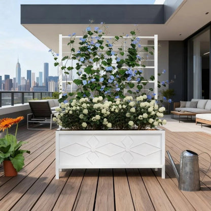 Garden Bed with Trellis, Outdoor Planter Box Galvanized Raised Garden Bed for Climbing Vines