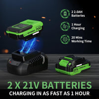 Leaf Blower Cordless, Electric Cordless Leaf Blower with 2 Batteries and Fast Charger, Lightweight Battery Powered Leaf Blowers for Lawn Care, Patio Cleaning
