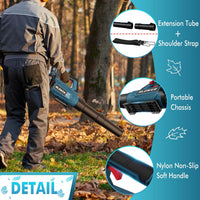 Leaf Blower Cordless - 21V Powerful Electric Cordless Leaf Blower with 2 X 4.0Ah Batteries and Charger, Easy to Use, Battery Powered Leaf Blowers for Lawn Care, Patio, Yard, Dust, Snow