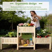 Raised Garden Bed, Wooden Planter Box, Raised Garden Bed with Legs for Backyard, Patio and Balcony