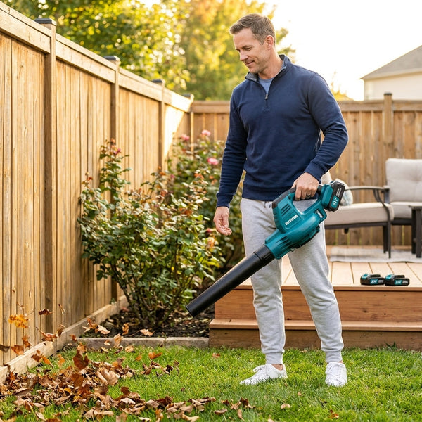 Cordless Leaf Blower Engineered for Power, 21V Motor, Dual 4.0Ah Batteries, 630 CFM Airflow, 160 MPH Speed