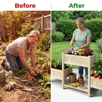 Raised Garden Bed, Wooden Planter Box, Raised Garden Bed with Legs for Backyard, Patio and Balcony — Before & After
