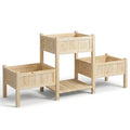 Raised Garden Bed Built for Outdoor Growing, Natural Pine Wood, Tiered Design, Middle Storage Shelf