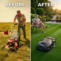 X450 17 In. Robot Lawn Mower (1 1/2 Acre) RTK + 360 Degree Camera, AWD, Weather Adaptive, AI Obstacle Avoidance — Before & After
